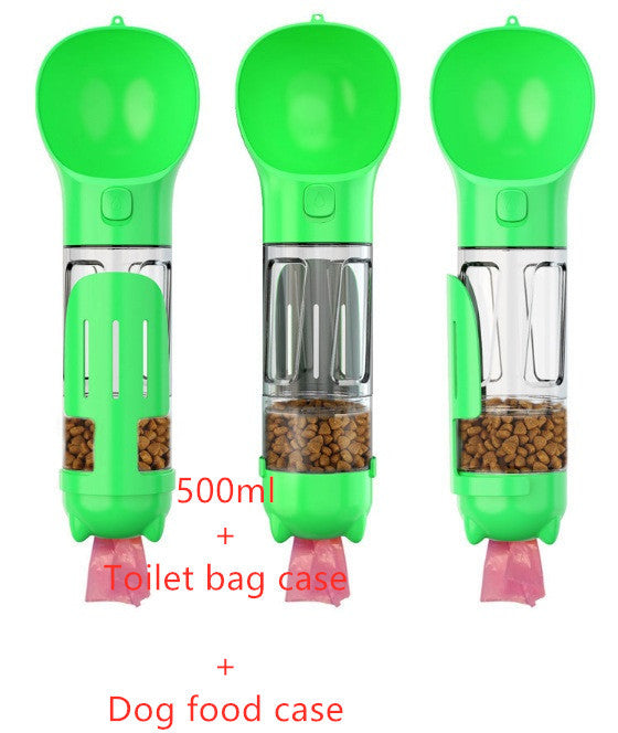 Pet Outdoor Travel 3 In 1 Pet Water Bottle, Feeder Bowl and Garbage Bag Storage