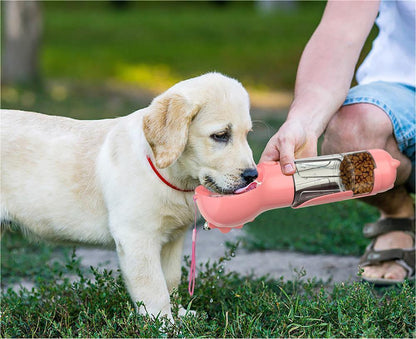 Pet Outdoor Travel 3 In 1 Pet Water Bottle, Feeder Bowl and Garbage Bag Storage