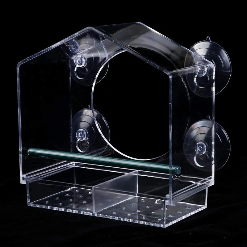 Clear Acrylic Bird Feeder Window Mount with Strong Suction Cup Seed Tray