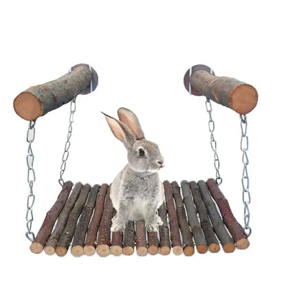 Rabbit Mouse Chinchilla Wooden Hanging Pet Hammock Swing Toys