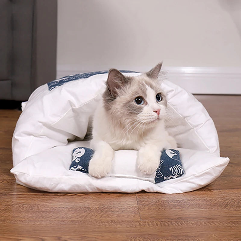 Deep Sleep Japanese-style Cat Bed with Removable Winter Sleeping Bag