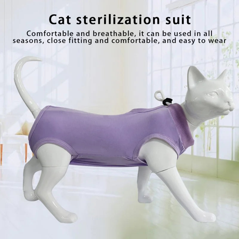 Cat Recovery Suit for Post-Surgery Care - Anti-Bite and Anti-Lick Jumpsuit