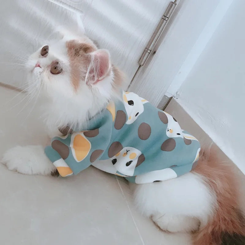 Christmas Pet Cat Clothes for Winter Sweatshirt Hoodie