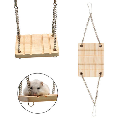 Small Animals Products Hamster Chinchilla Toys Wooden Swing