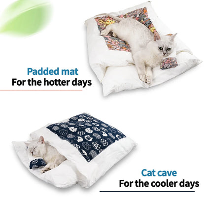 Deep Sleep Japanese-style Cat Bed with Removable Winter Sleeping Bag