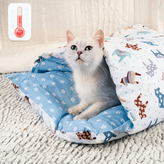 Deep Sleep Japanese-style Cat Bed with Removable Winter Sleeping Bag