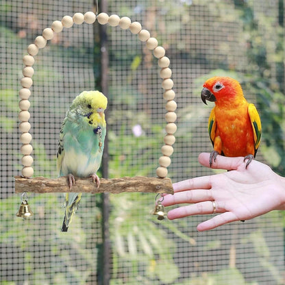 Bird Perch Wooden Stand With Bell and Durable Bracket