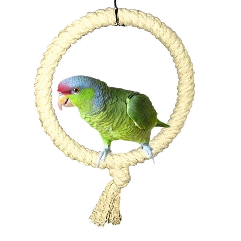 Pet Bird Parrot Toy Rope Swing Standing