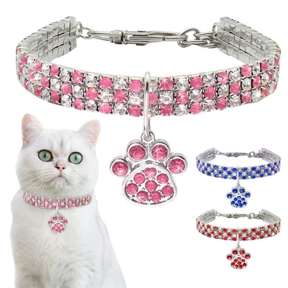 Shiny Zircon Pet Dog/Cat Neck Collars Durable Alloy Extended Chain Necklace for Small Medium Pets