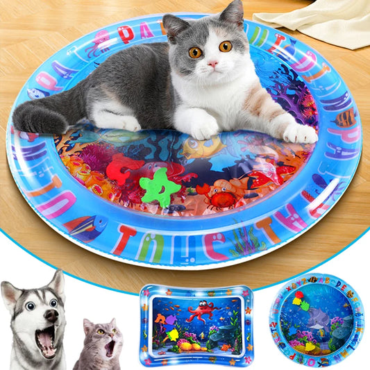 Sensory Water Play Mat With Fish Thickened Inflatable Water Bed Dog Pet Play Sensory Toy Water For Pet Play Interactive Fun