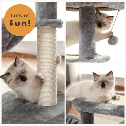 Cat Tree House Condo with Large Top Perch and Natural Sisal Scratching Posts