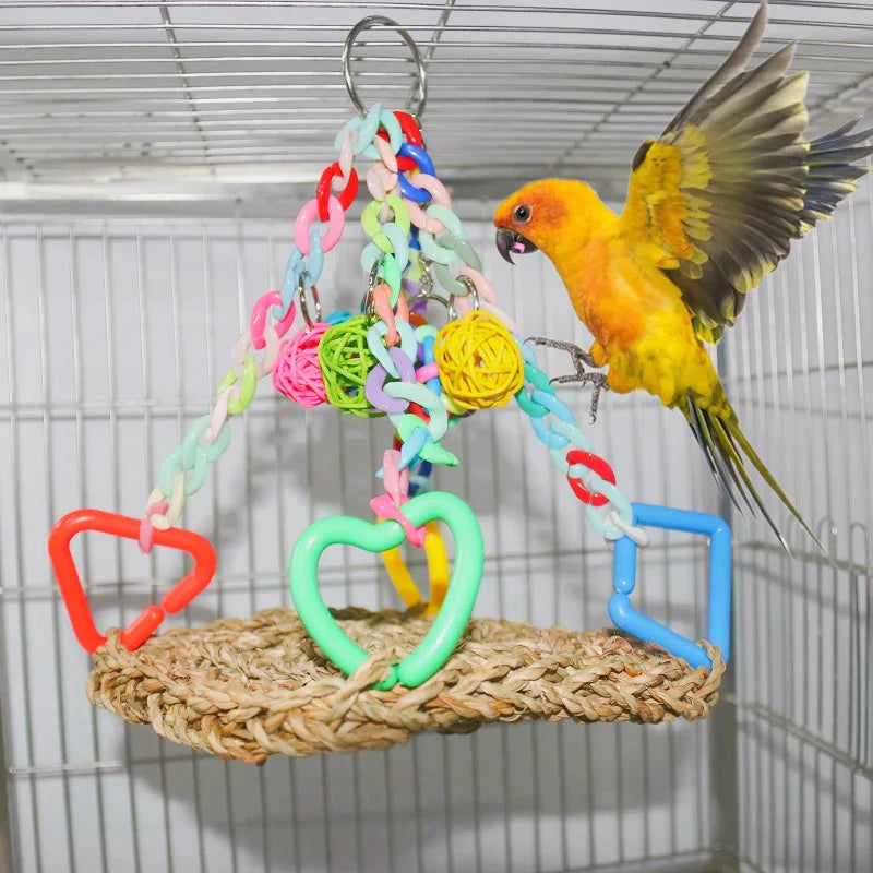 Parrot climbing net, bird cage accessories, bird supplies, colorful rattan ball bird toys