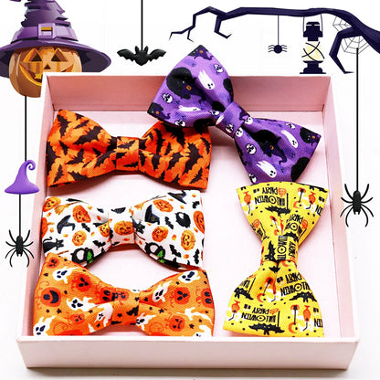 5PCS Pet Collar Halloween Party Dog Bow Tie