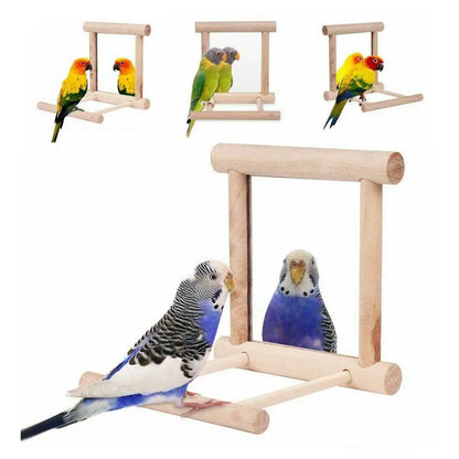 Wooden Bird Mirror Interactive Play Toy