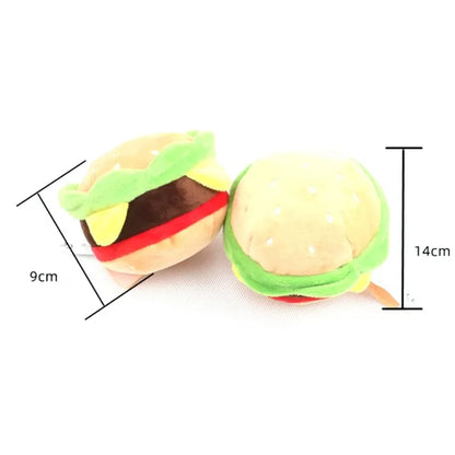 Cute Plush Dog Toys Creative Burger Funny toy Interactive Squeaky Chew Bite Toy