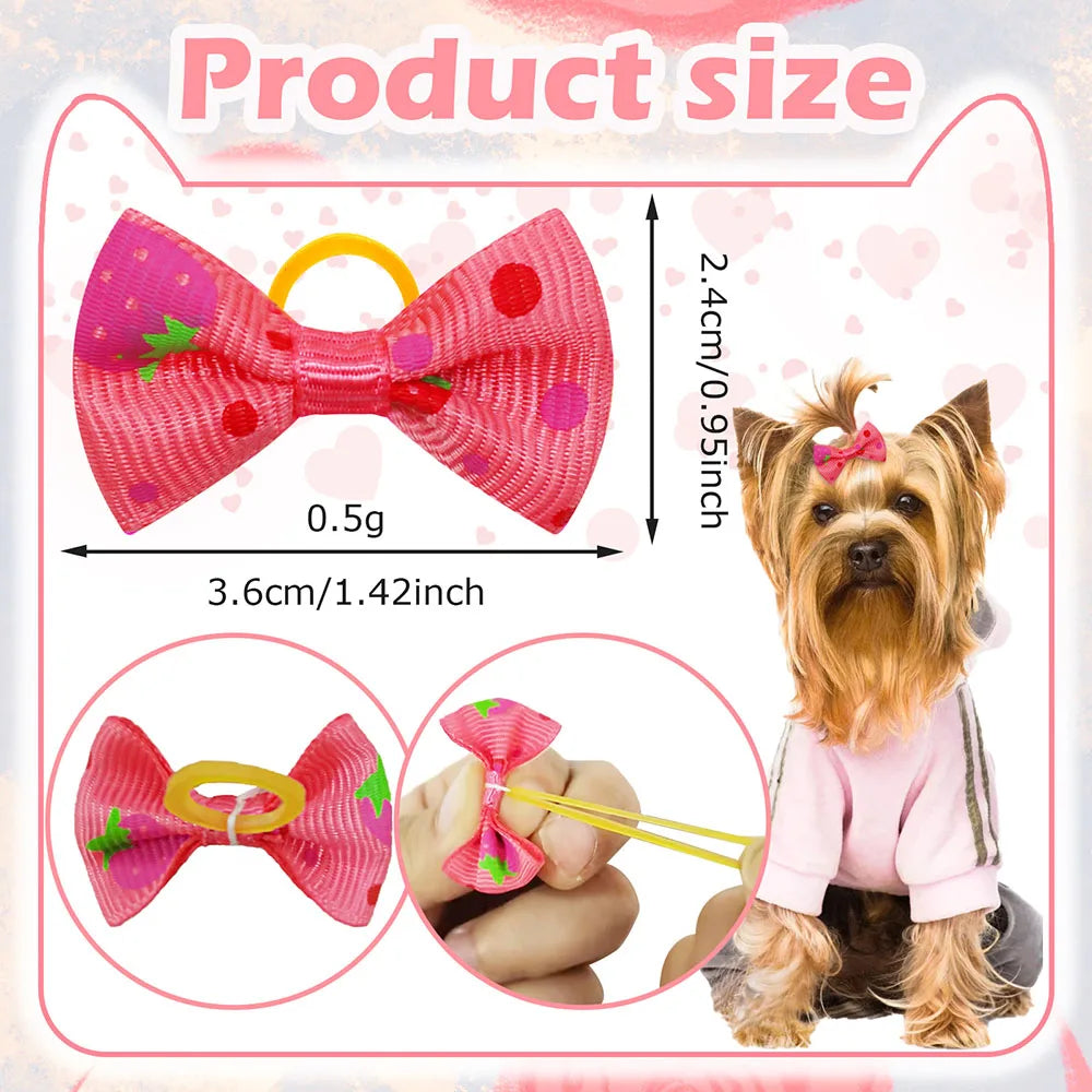 30PCS Dog Bow With Rubber Band Dog Hair Accessories