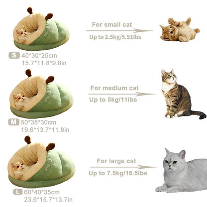 Cozy Winter Cat Bed with Plush Cushion for Small to Medium Cats