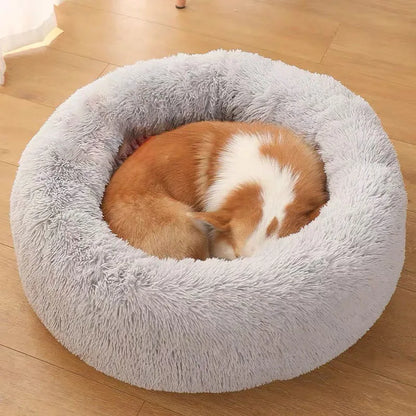 Round Plush Dog Bed Kennel Cat Cushion Washable Soft Small Medium Big Pet