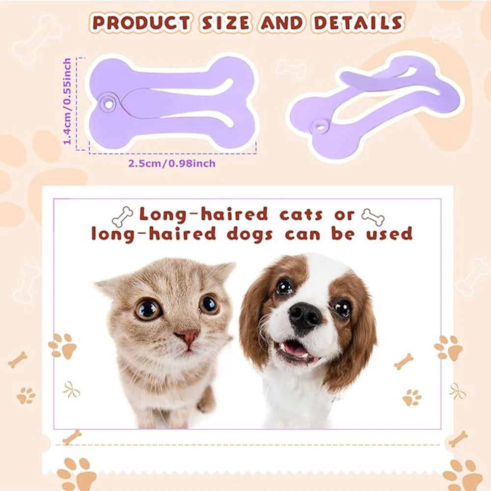 5PCS Pet Cat Dog Hair Clip Bone Shape Solid Color Pet Hairpin