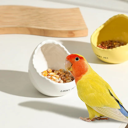 Ceramic Feeder for Birds Egg Shell Bowl Parrot Bowl Bird Feeder