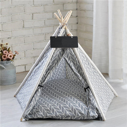 Washable Teepee Puppy And Cat Indoor Outdoor Kennels Cave with Cushion and Blackboard