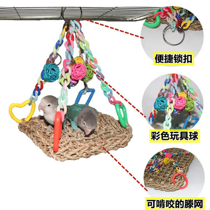 Parrot climbing net, bird cage accessories, bird supplies, colorful rattan ball bird toys