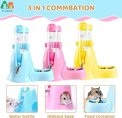 Hamster Pet Cage Water Bottle 80ml with Bracket, Waterproof Drop