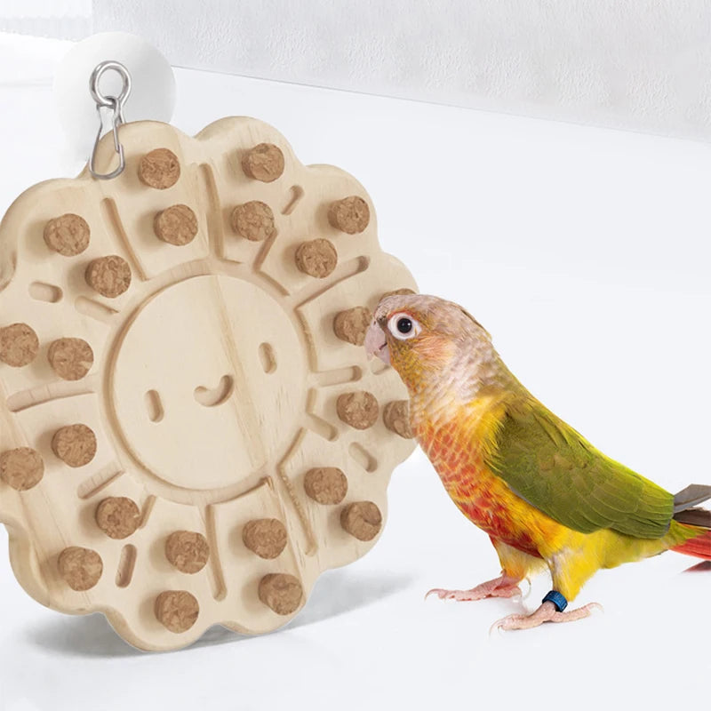 Wooden Sun Shaped Parrot Chewing Toy