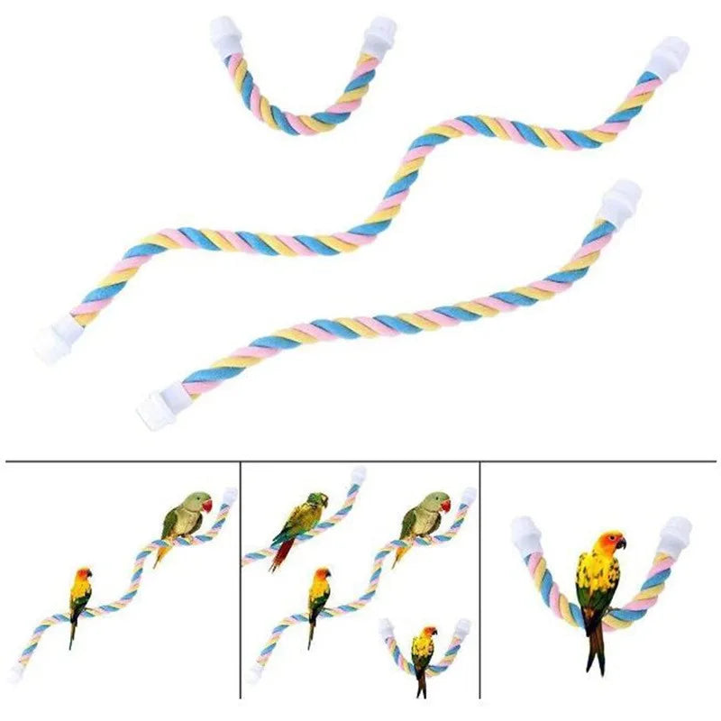 Parrot Bird Standing Toys Cotton Rope Colorful Toy Chew Perches For Bird Swing Harness Cage Pet Toy Parrot Climbing Toys