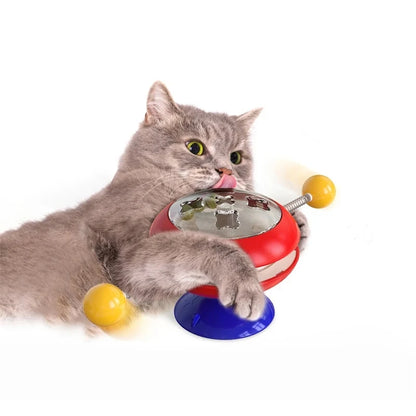 Catnip Interactive Training Toy Funny Spinning Windmill Ball Cat Toy