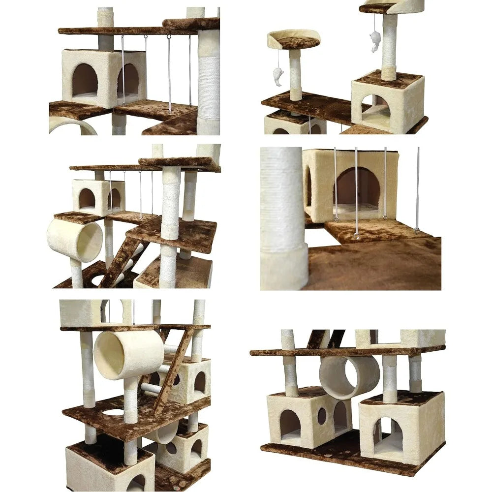 Huge 87" Tall Cat Tree House Climber Furniture with Swing