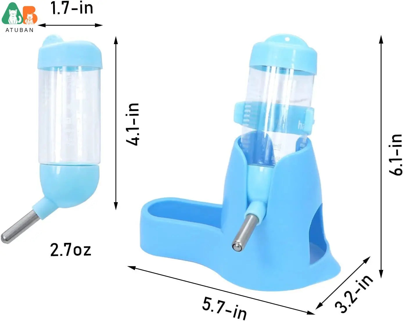 Hamster Pet Cage Water Bottle 80ml with Bracket, Waterproof Drop