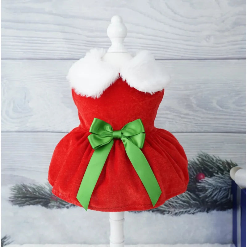 Christmas Coat Dog Xmas Dress Red Skirt