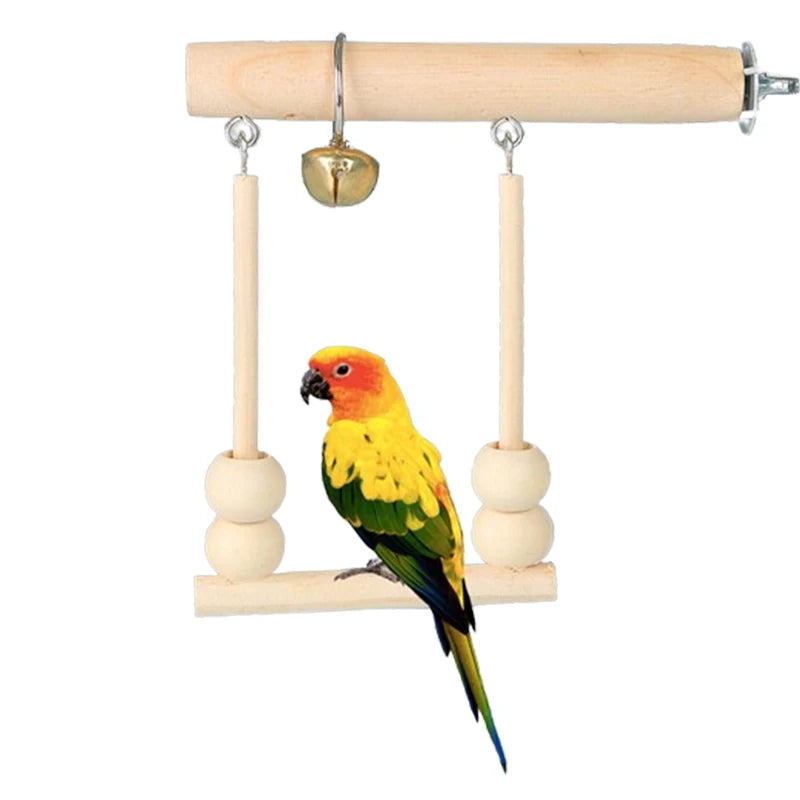 Bird Swing Toys Wooden Parrot Perch Stand Play stand