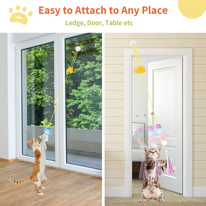 Swing Sticky Disc Elastic Hanging Door Teasing Cat Rope