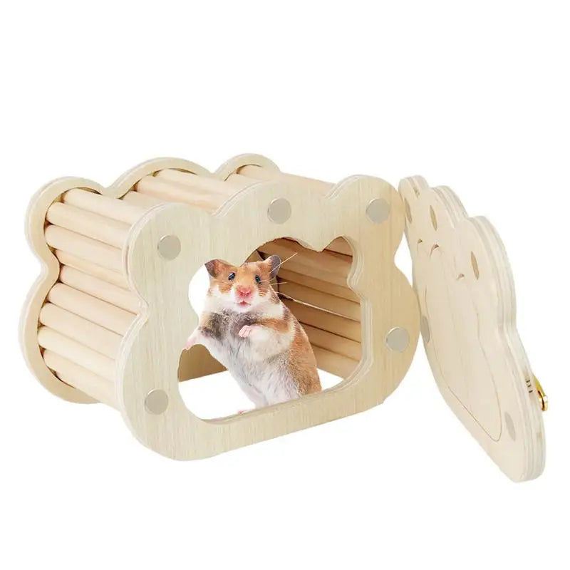 Wooden Hamster Hideout Cute Cloud-Shaped Tiny Wooden House Small Animals Habitat Hut Small Pets Woodland House Habitats Decor