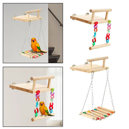 Wooden Parrot Perch Toy Platform Parrot Playstand Play