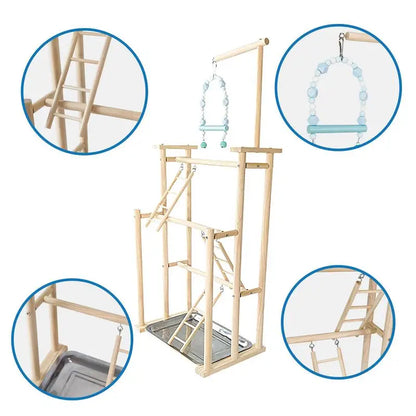 Parrot Stand Playground Wooden Play Gym Stand Exercise Toy