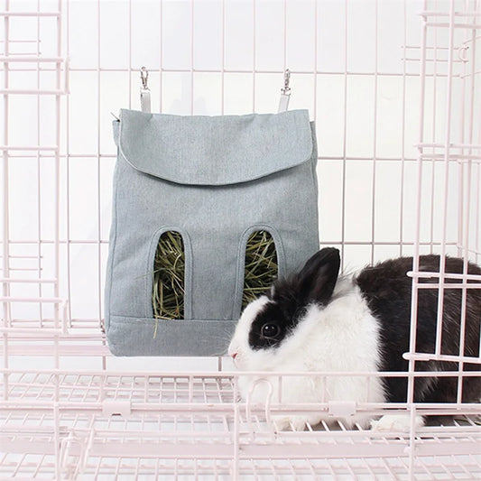 Hanging Pouch Feeder Hay Bag Holder Feeding Dispenser Container For Rabbit