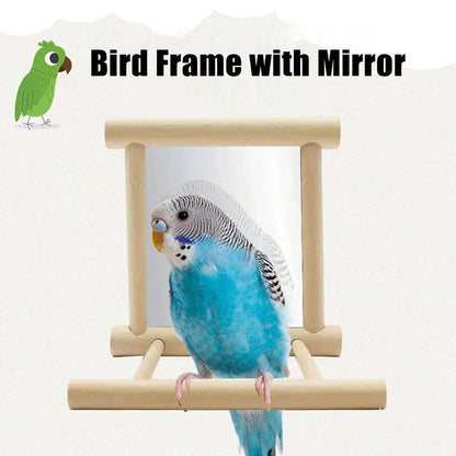 Wooden Bird Mirror Interactive Play Toy