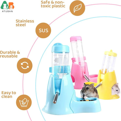 Hamster Pet Cage Water Bottle 80ml with Bracket, Waterproof Drop