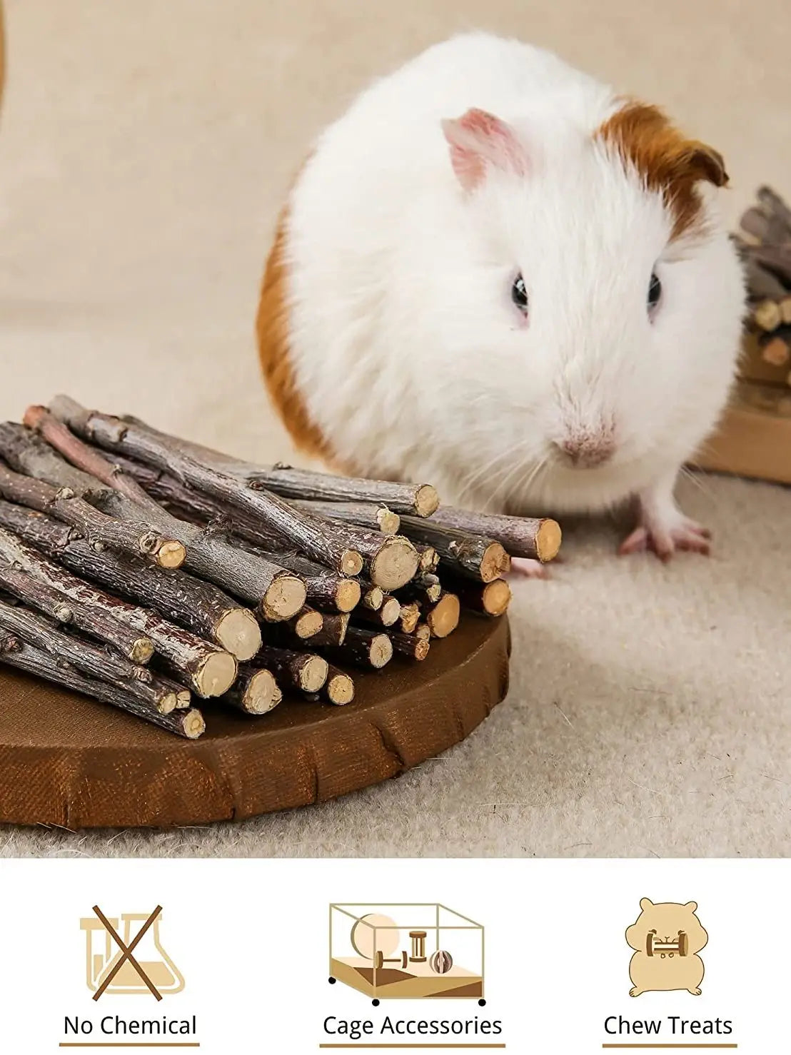 Apple Sticks for Rabbits, Natural Chew Toys and Treats for Chinchilla Guinea Pig Hamster Gerbil