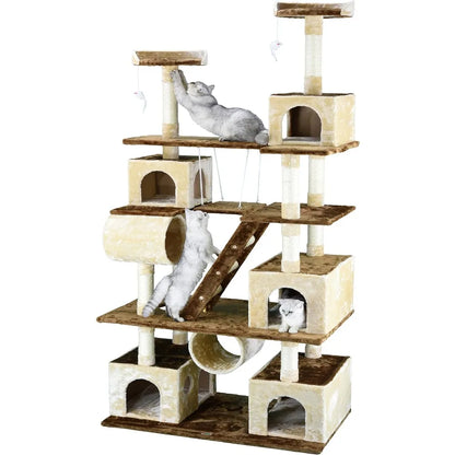 Huge 87" Tall Cat Tree House Climber Furniture with Swing