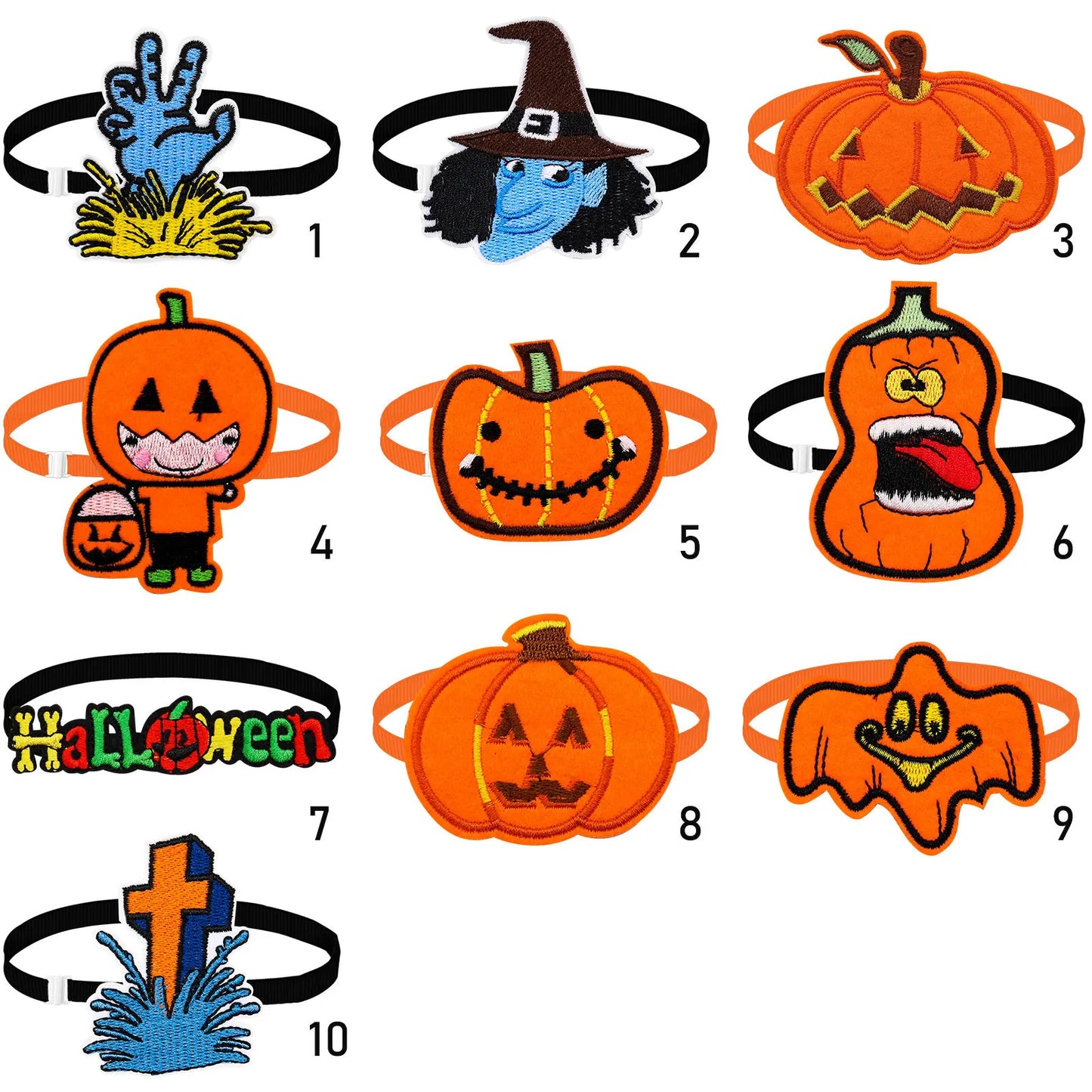 20PCS Halloween Party Pet Bowties Cartoon Pumpkin Head Funny Dog Bow Tie Adjustable Bulk Pet Accessories