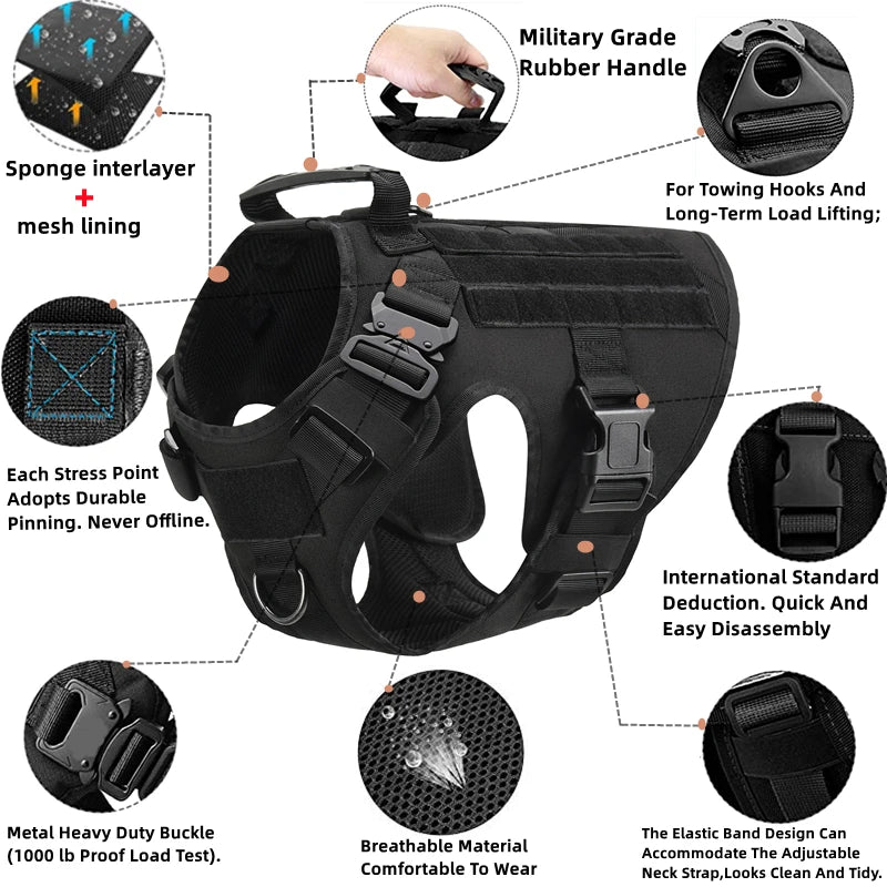 K9 Tactical Military Vest Pet German Shepherd Golden Retriever Tactical  Training Dog Harness