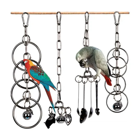 Parrot 304 Stainless Steel Toy Gnawing Climbing Large Medium-sized Diamond Gray Machine Puzzle Bird Cage Display Rack Hanging