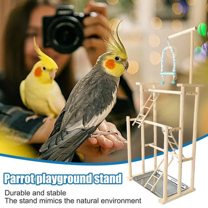 Parrot Stand Playground Wooden Play Gym Stand Exercise Toy