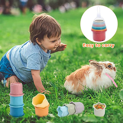 Stacking Cups Toy For Rabbits Multi-colored Reusable Small Animals Puzzle Toys