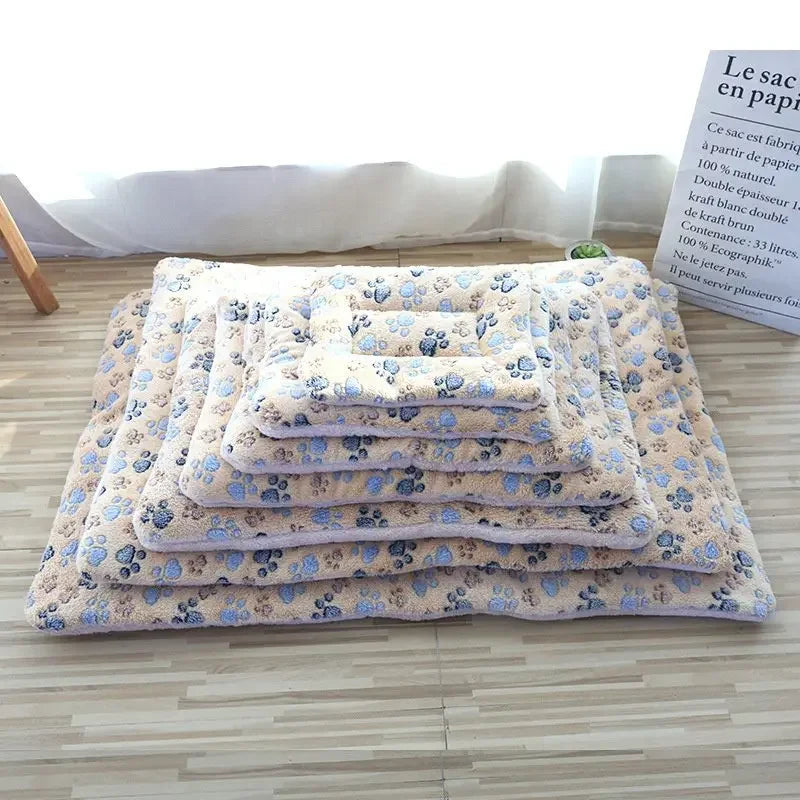 Pet Sleeping Mat Dog Bed Cat Soft Hair Thickened Blanket Pad Bed Home Washable Warm Bear Pattern Blanket Pet Supplies Fleece