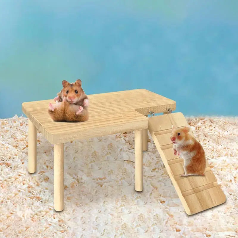 Wooden Ladder Platform for Hamsters and Small Pets